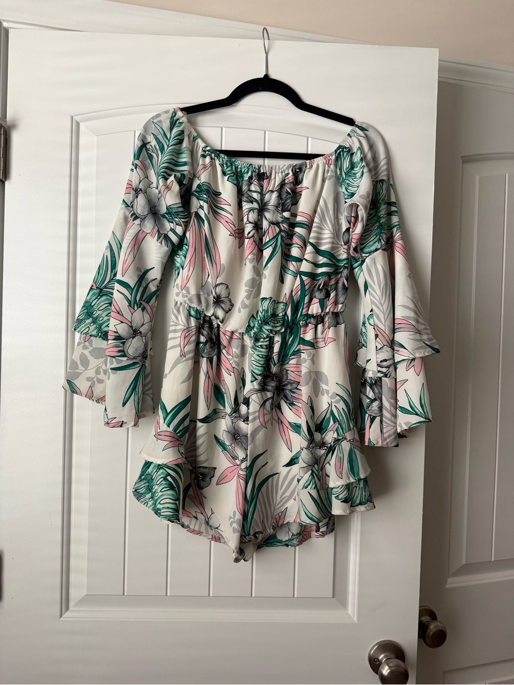 Off-Shoulder Floral Peplum Women's Romper
